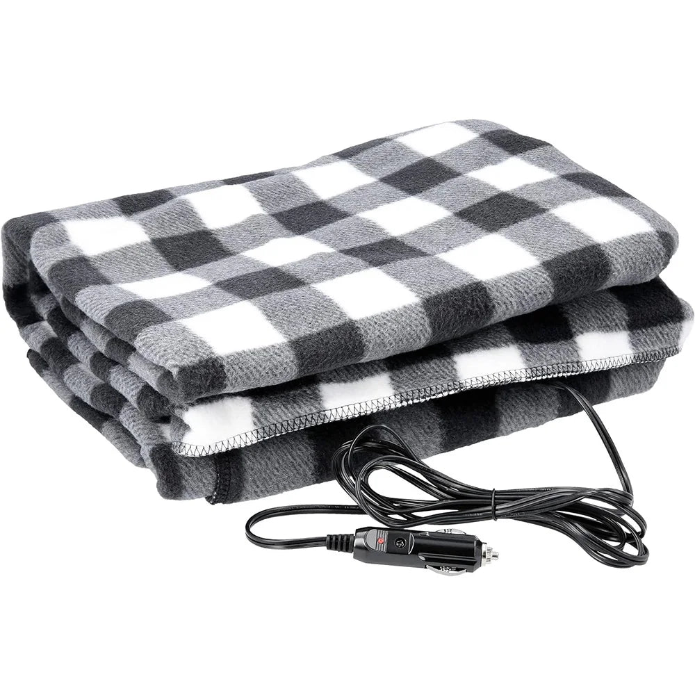 NNEOBA Premium Cozy Car Heating Blanket - 12V Heated Fleece Travel Throw