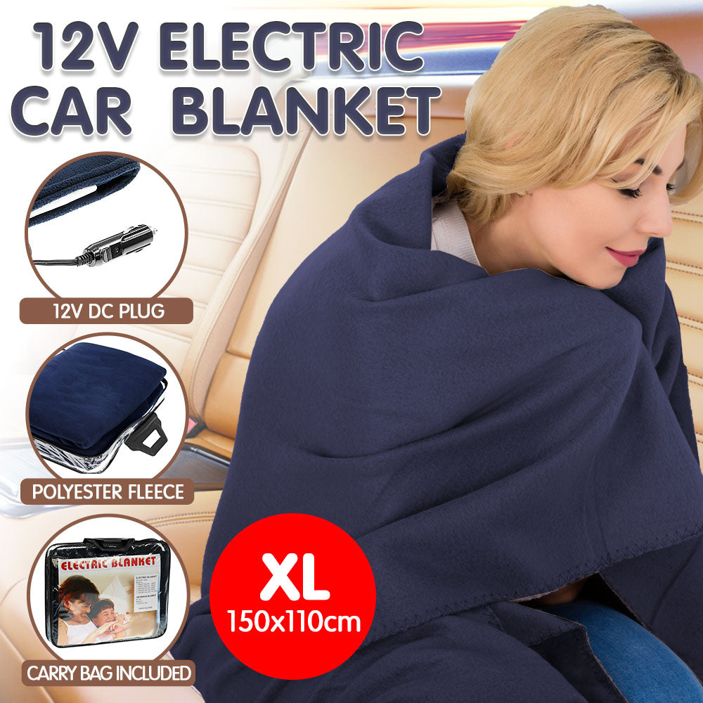 NNEDPE Heated Electric Car Blanket 150x110cm 12V - Blue